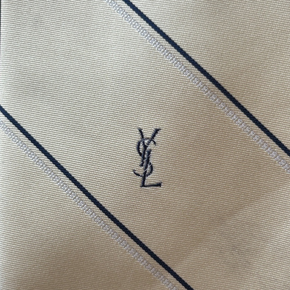 Yves Saint Laurent Beige and Black Striped Tie